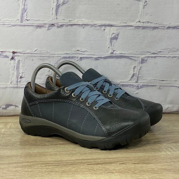 Keen Shoes - Keen Presidio Blue Grey Leather Hiking Shoes Women's Size 8 Lace Up Sneakers